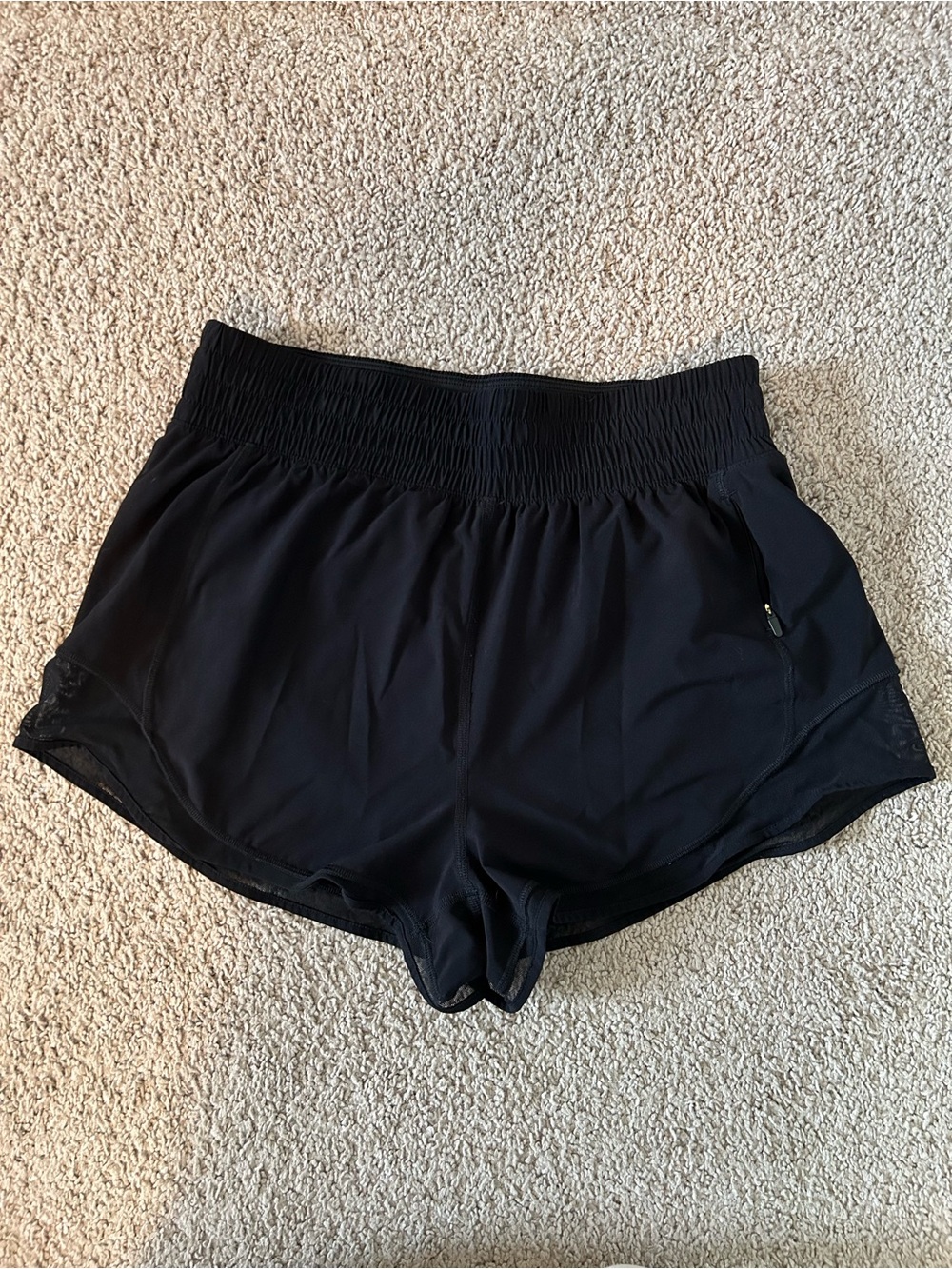 Aritzia Black Athletic Shorts with Elastic Smocked Waist
